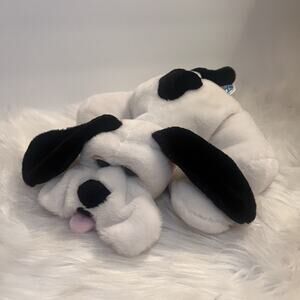 White Black Puppy Dog Kids Of America Floppy Ears Laying Down Plush Stuffed 2005